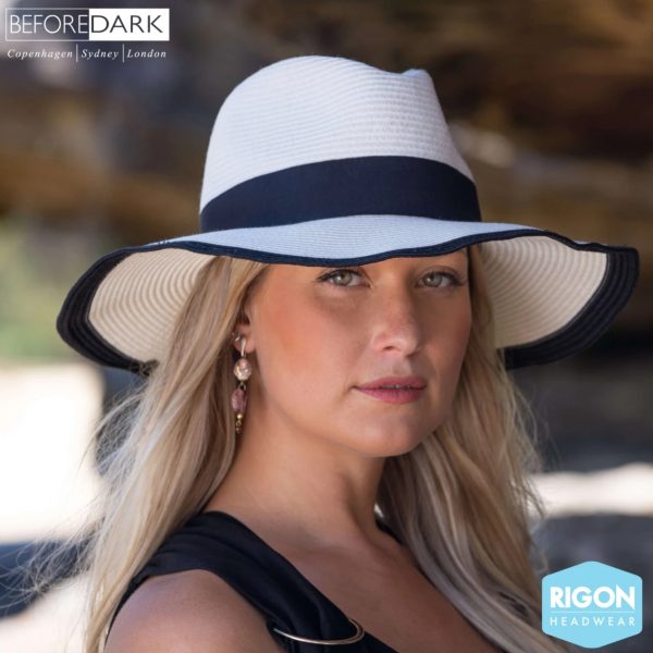 The white coloured Roma Flexibraid from Rigon's 'Before Dark' hat collection