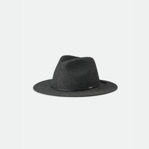 A product photo of the Wesley Fedora in Heather Black colour